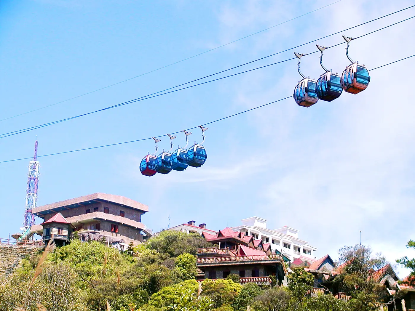 The cable car climbing to the Ba Na Hills resort above Da Nang