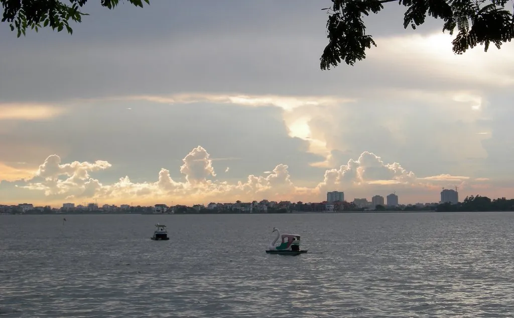 The shoreline of West Lake in the Tay Ho district of Hanoi, Vietnam