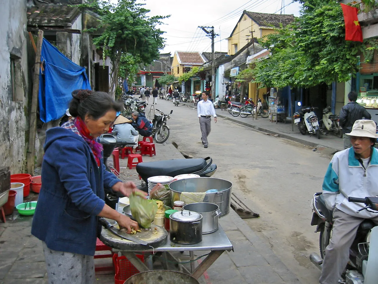 Street food stall serving noodle soup in Vietnam, the best value eating in the country