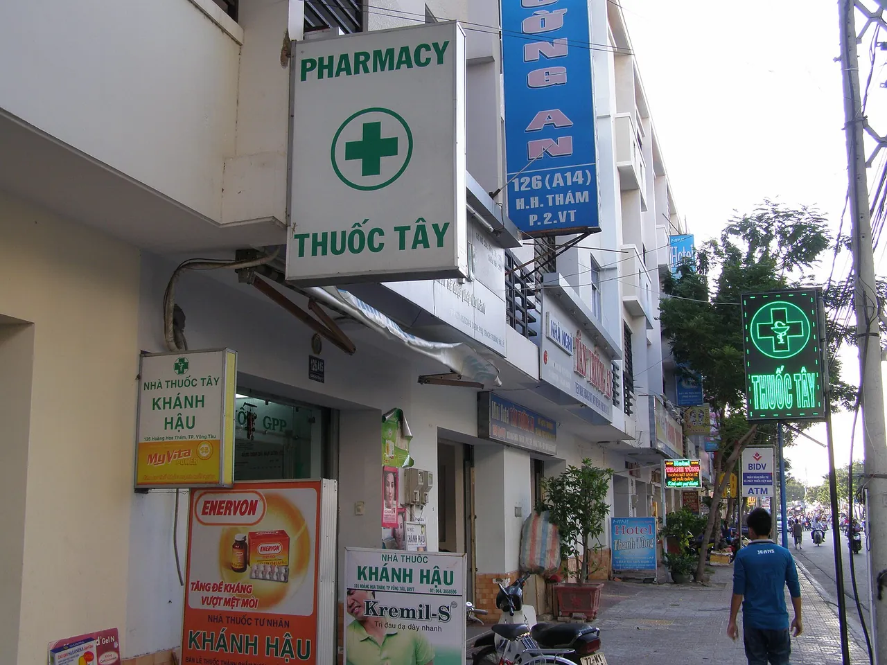 A pharmacy on a street in Vietnam, the first stop for minor medical complaints