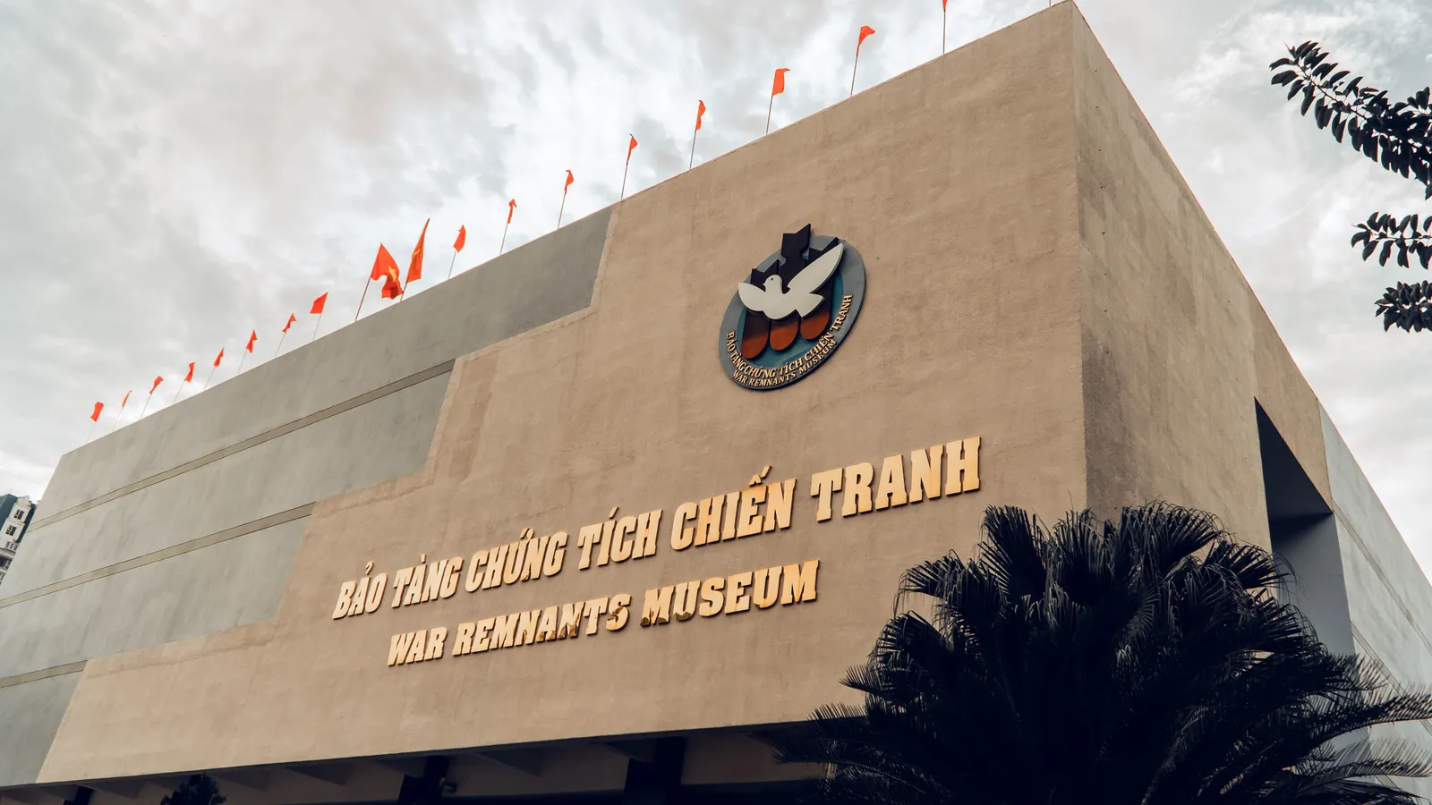 The entrance sign wall of the War Remnants Museum in Ho Chi Minh City