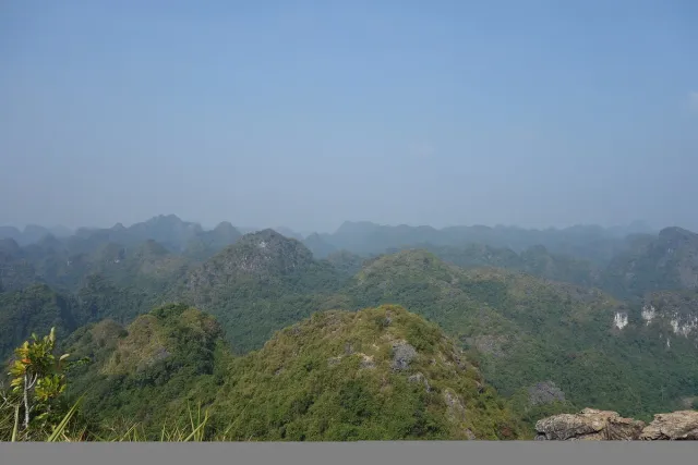 Forested rock peaks stretching to the horizon