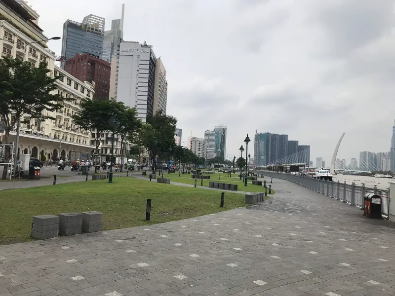 The promenade along Bach Dang wharf on the bank of the Saigon river